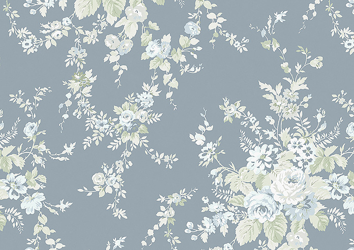 Shabby Chic by Rachel Ashwell Garden Floral, Dusky Blue - Made to Measure Curtains - Image 8